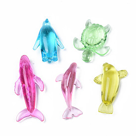 Perles acryliques transparentes, pas de trous / non percés, série d'animaux marins