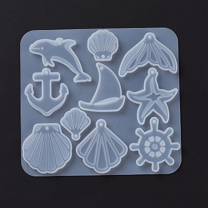 Moules en silicone pendentif thème océan/fruit bricolage, moules de résine, pour la résine UV, fabrication de bijoux en résine époxy