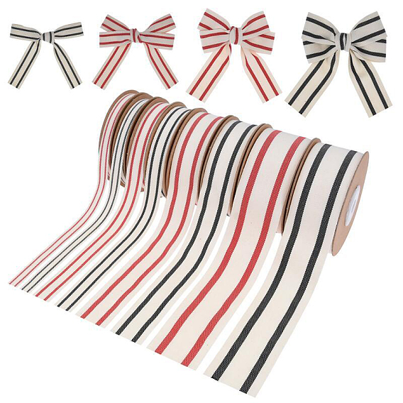 Cotton Ribbon, Handmade Sweater Ribbon Trim Decoration, for DIY, Package, Stripe Pattern