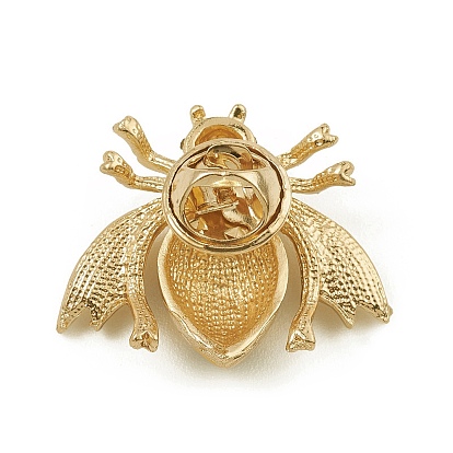 Pin de esmalte de abejas, broche de aleación de oro claro con diamantes de imitación