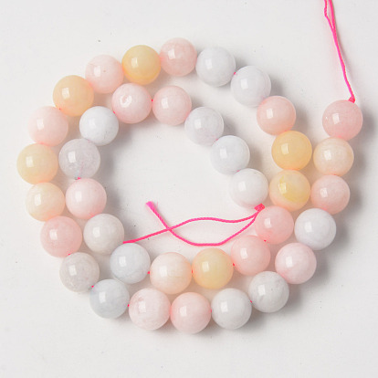 Perles naturelles de quartz brins, teints et chauffée, imitation couleur morganite, ronde