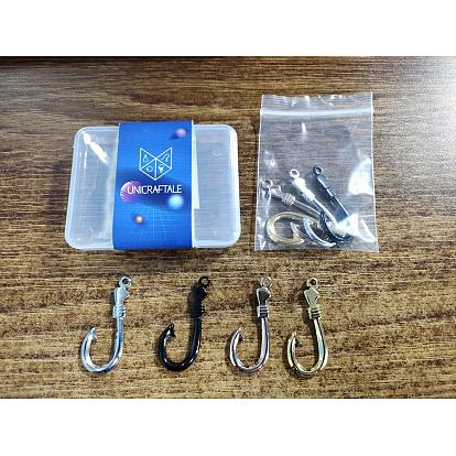 Unicraftale 8Pcs 4 Colors 304 Stainless Steel Hook and S-Hook Clasps, Ion Plating (IP), Fish Hook Charms