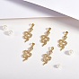 5Pcs Brass Micro Pave Cubic Zirconia Pendants, Long-Lasting Plated, Snake, Clear