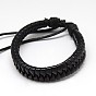 Trendy Unisex Casual Style Imitation Leather and Leather Bracelets, with Waxed Cord, 58mm