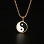 Colliers avec pendentif yin yang en acier inoxydable et émail pour femmes