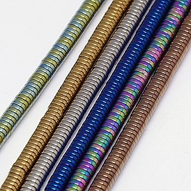 Electroplate Non-magnetic Synthetic Hematite Beads Strands, Heishi Beads, Flat Round/Disc, Grade A