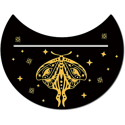 Support de support de carte de tarot en bois à motif étoile/soleil/serpent, fournitures de sorcellerie, forme rectangle/lune