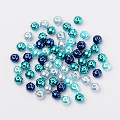 Bleu mix perles carribean de perles de verre nacrées