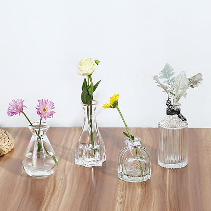 Florero de vidrio transparente, planta fresco arreglo floral maceta, adorno de decoración de escritorio para sala de estar