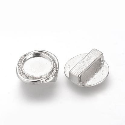 Tibetan Style Alloy Slide Charms Cabochon Settings, Flat Round