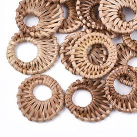 Handmade Reed Cane/Rattan Woven Linking Rings, For Making Straw Earrings and Necklaces,  Ring