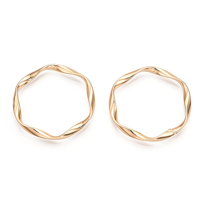 Brass Linking Rings, Real 18K Gold Plated, Twisted Ring