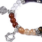 Chakra bijoux, bracelets à breloques en pierres précieuses mixtes naturelles et synthétiques, bracelets en perles extensibles, avec pendentifs en alliage plaqué platine