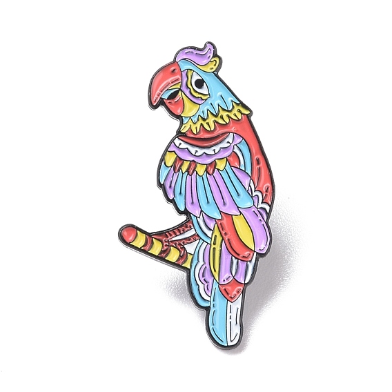 Parrot Enamel Pin, Animal Alloy Badge for Backpack Clothes, Electrophoresis Black