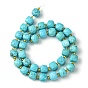 Synthetic Blue Turquoise Beads Strands, with Seed Beads, Faceted Cube