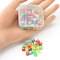 Perles acryliques transparentes, trou horizontal, cube avec des lettres mélangées aléatoires