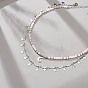 2 pcs 2 ensemble de colliers de charme lune et étoile en alliage de style, colliers empilables de perles d'opale rose naturelle et d'hématite synthétique pour femmes