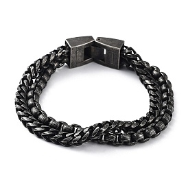 304 bracelets à maillons double couche en acier inoxydable pour hommes