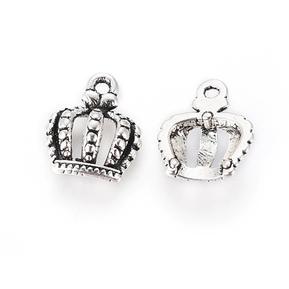 Tibetan Style Alloy Charms, Lead Free and Cadmium Free, Crown, 14x12x1mm, Hole: 1.5mm