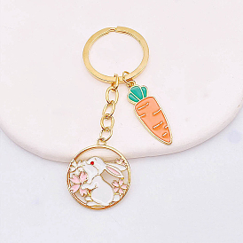Cute Alloy Enamel Pendant Keychains with Jesus Fish/Carrot Charm, for Car Key Handbag Decor & Gifting