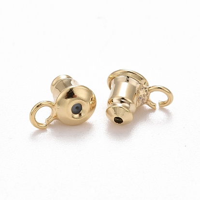 Rack Plating Brass Ear Nuts, with Loop, Cadmium Free & Lead Free, Long-Lasting Plated