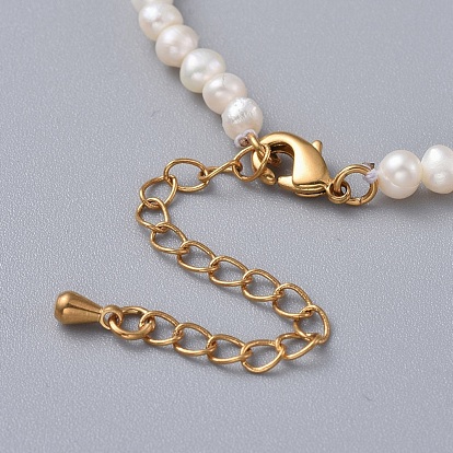 Colliers de perles d'eau douce naturelle, avec chaînes d'extension en laiton et boîtes à bijoux en papier kraft