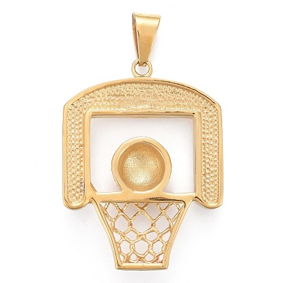 304 Stainless Steel Big Pendants, with Crystal Rhinestone, Basketball Stand