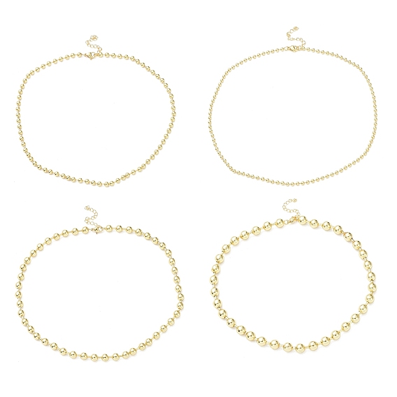 Rack Plating Brass Ball Chain Necklaces for Women, Long-Lasting Plated, Lead Free & Cadmium Free