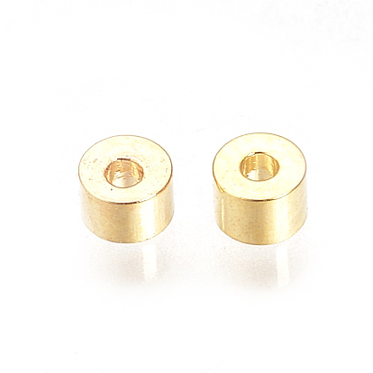 Brass Spacer Beads, Nickel Free, Real 18K Gold Plated, Column