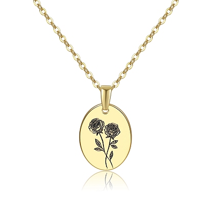304 collar con colgante de flor del mes de nacimiento de acero inoxidable, delicadas joyas florales para mujer