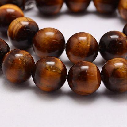 Natural & Dyed Tiger Eye Bead Strands, Grade AB, Round