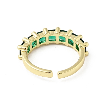 Открытые кольца-манжеты зеленого кубического циркония, стеллаж для латунных украшений для женщин, без кадмия и без свинца