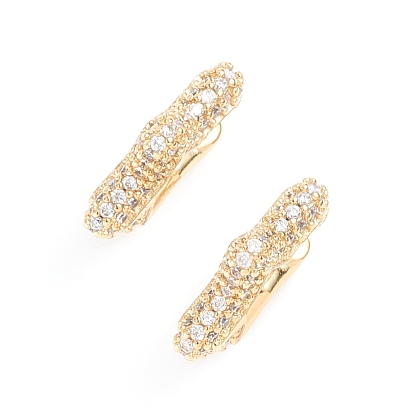 Brass Micro Pave Clear Cubic Zirconia Cuff Earrings, Long-Lasting Plated, Star