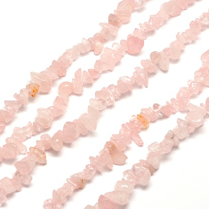 Rose naturelle puce de quartz rangées de perles, 5~8x5~8mm, Trou: 1mm, environ 31.5 pouce