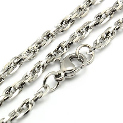 Fabricación de collares de cadena de cuerda de acero inoxidable 304 de moda, con cierre de langosta, 28 pulgadas ~~ 30 pulgadas (711 ~~ 762 mm) x 3 mm