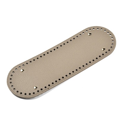 Imitation PU Leather Bottom, Oval with Alloy Brads, Litchi Grain, Bag Replacement Accessories