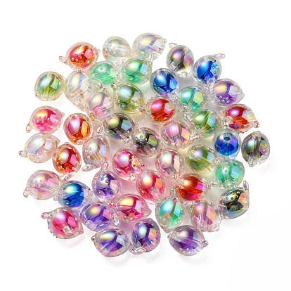 UV Plating Rainbow Iridescent Acrylic Beads, Two Tone Bead in Bead, Fish
