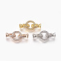 Brass Micro Pave Cubic Zirconia Fold Over Clasps, Flat Round