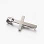 Thème de pâques hommes 201 pendentifs croix crucifix en acier inoxydable, pour Pâques, 26x15x5mm, Trou: 5x6mm