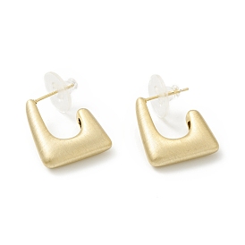 Alloy Trapezoid Stud Earrings with 925 Sterling Silver Pin, Half Hoop Earrings for Women