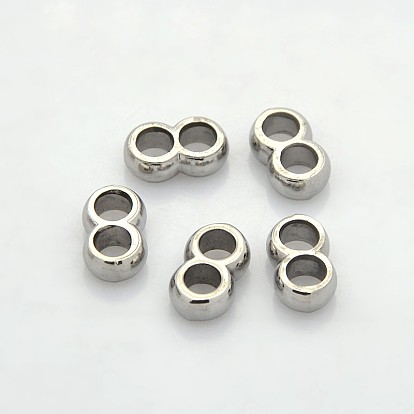 304 de acero inoxidable vínculos multifilares, para hacer pulseras de cordon de cuero, 4x12x7 mm, agujero: 4 mm