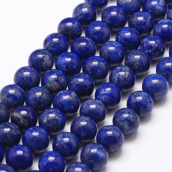 Naturales lapis lazuli de hebras de cuentas, rondo