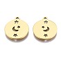 201 Stainless Steel Pendants, Laser Cut Pendants, Flat Round with Moon & Star