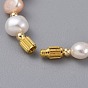 Cultured Freshwater Pearl Beaded Necklaces, with Faceted Rondelle Glass Beads, Brass Beads & Screw Clasps, Cardboard Box