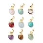 Natural & Synthetic Gemstone Charms, with Brass Findings, Faceted, Cadmium Free & Lead Free, Oval