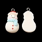 Opaque Resin Pendants, Christmas Snowman Charms with Platinum Plated Zinc Alloy Loops