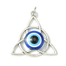 Alloy Triquetra Pendants, Blue Evil Eye Resin Charms with Jump Ring