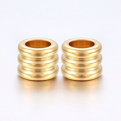 304 Stainless Steel Grooved Beads, Large Hole Beads, Column