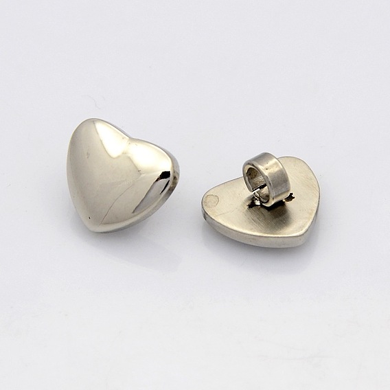 304 Stainless Steel Heart Slide Charms