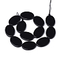Synthétiques pierre noire brins de perles, Ovale Plat